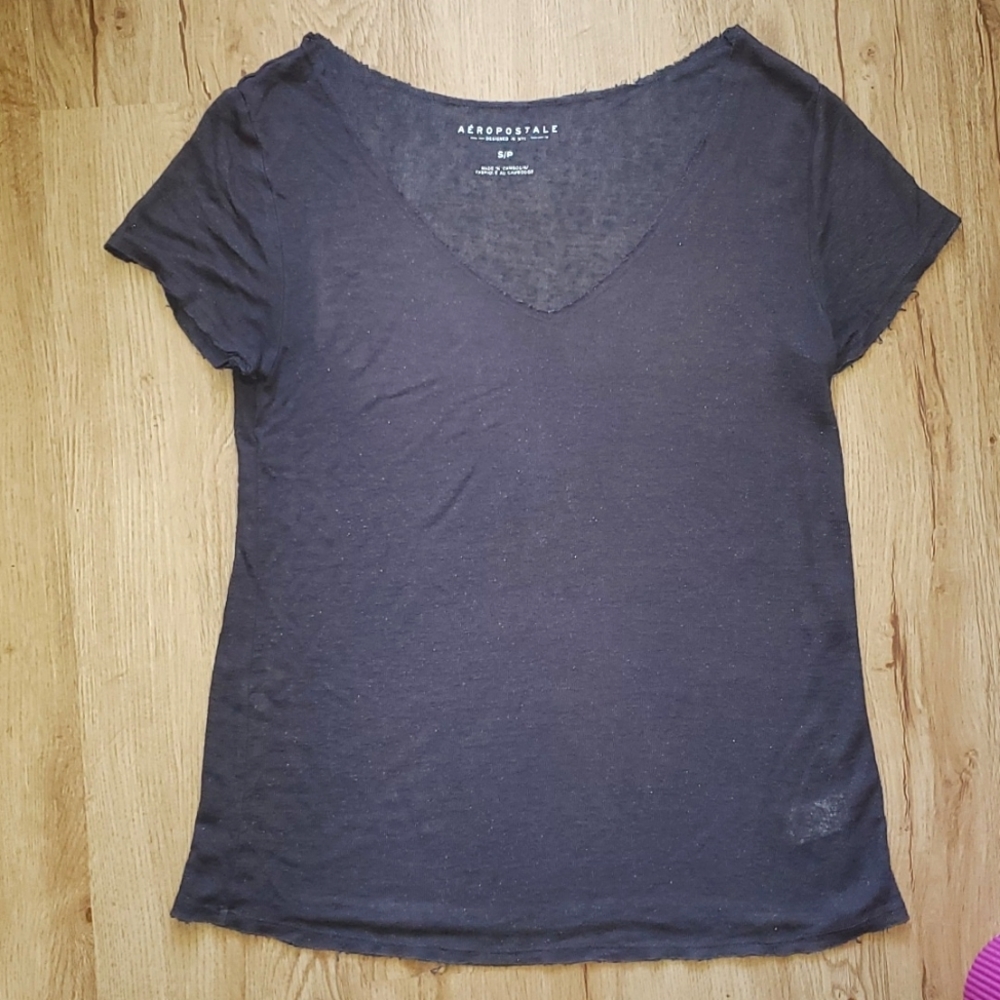 Aeropostale Sparkly Grey Oversized Shirt Size S